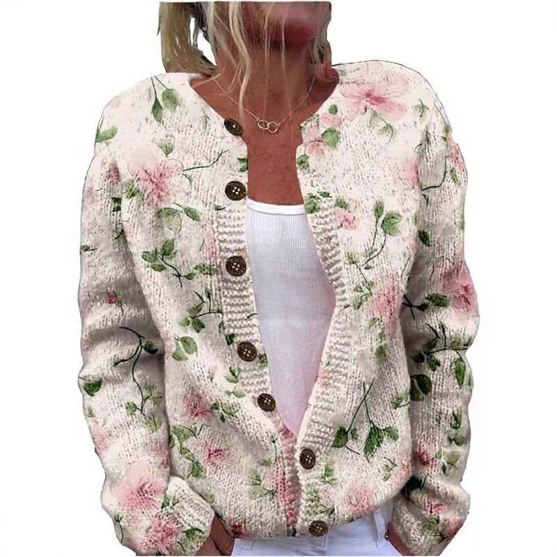 Hs8-662-777 Round Neck Cardigan Printed Sweater - Special Link for Cross-Border Customers to Dropship Hs8-662-777 Round Neck Cardigan Printed Sweater - Special Link for Cross-Border Customers to Dropship