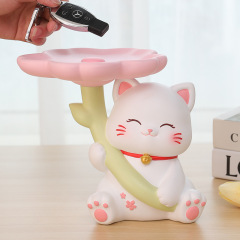 軽くて豪華な家の置物の花の傘のニャンニャンの収納の置物の鍵の玄関の樹脂のかわいいデスクトップの装飾の引っ越しの贈り物