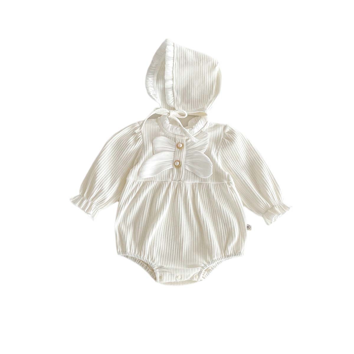 Bebé primavera y otoño vaina niña dulce arco de manga larga mono recién nacido cien días princesa ropa