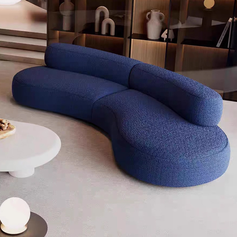 Sofá de compresión transfronterizo 2025 nuevo sofá de luna curva de terciopelo de cordero sofá combinado multijugador de alta gama italiano