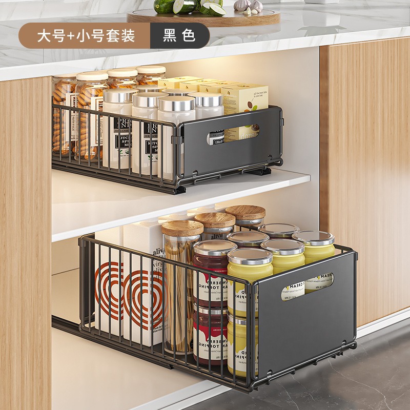 gabinete de cocina estante de almacenamiento de tipo extraíble caja de almacenamiento de archivos estante de acabado de condimentos multifuncional