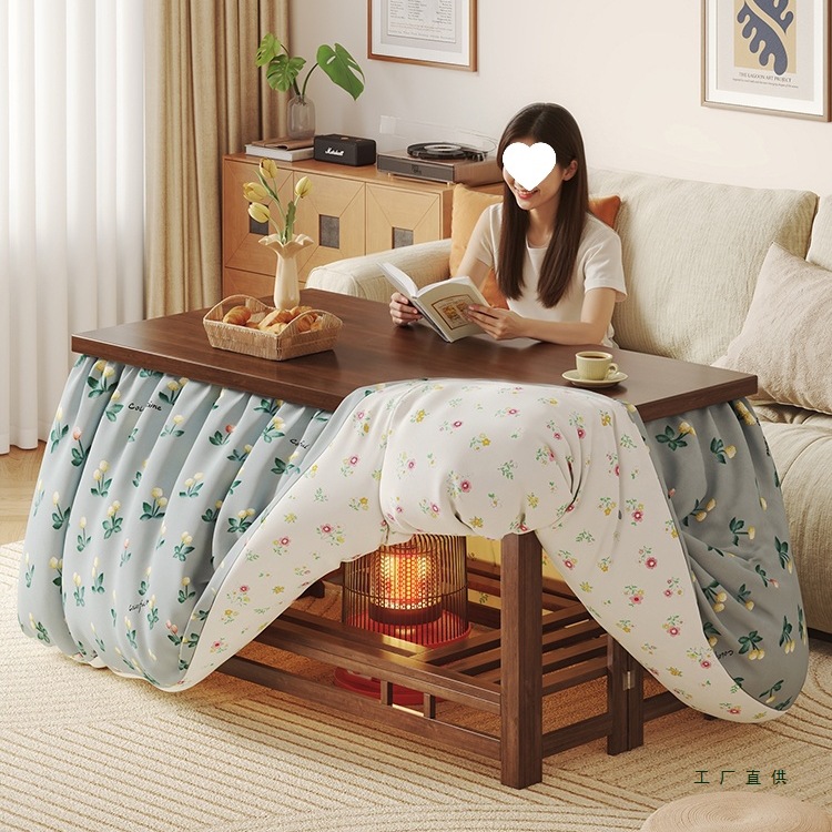 Fire Table for Home Use, Foldable Solid Wood Heating Table, Dining Table, Rectangular New Model, Winter Fire Rack, Living Room Coffee Table