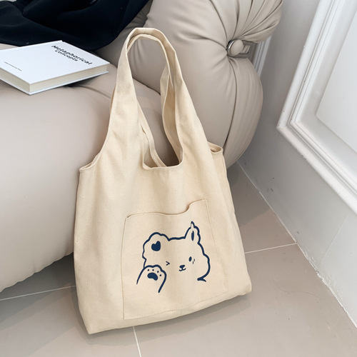 Japanese canvas bag women's new style lazy style simple large capacity niche college shoulder portable casual bag shopping bag