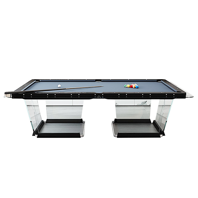 Mesa de billar de vidrio templado de cristal italiano Billar estándar familiar de nueve bolas de acrílico transparente americano