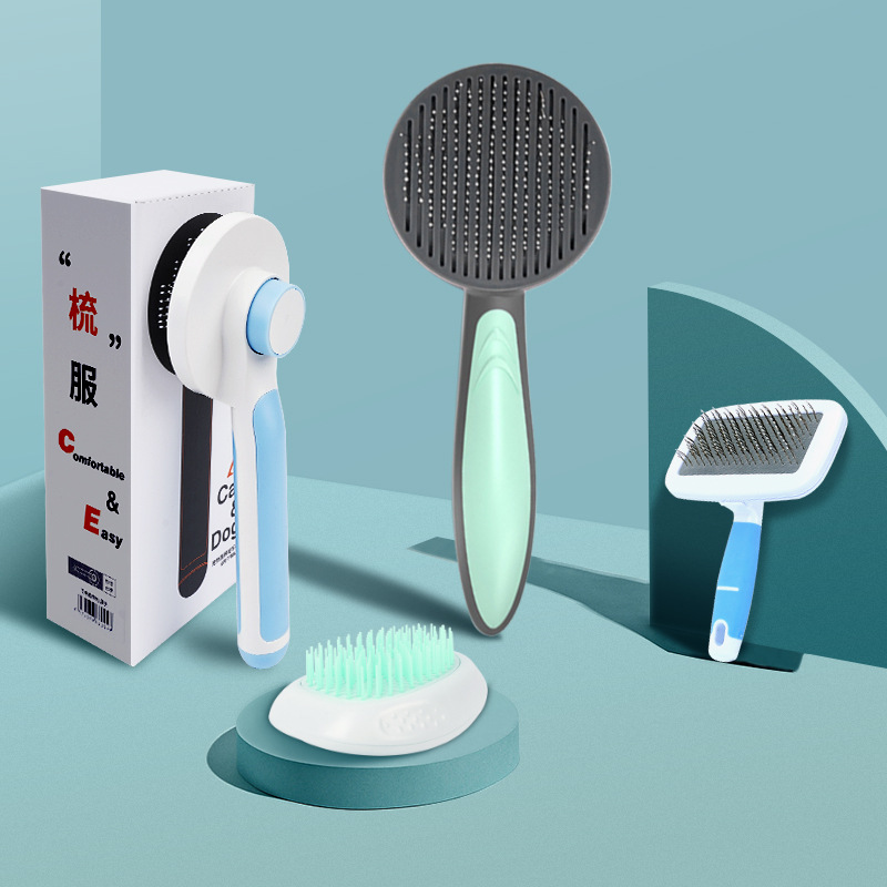 Transfronterizo T9 peine de autolimpieza pelo de la pierna gato peine de mascotas peine de pelo flotante cepillo de depilación peine de perro suministros de limpieza