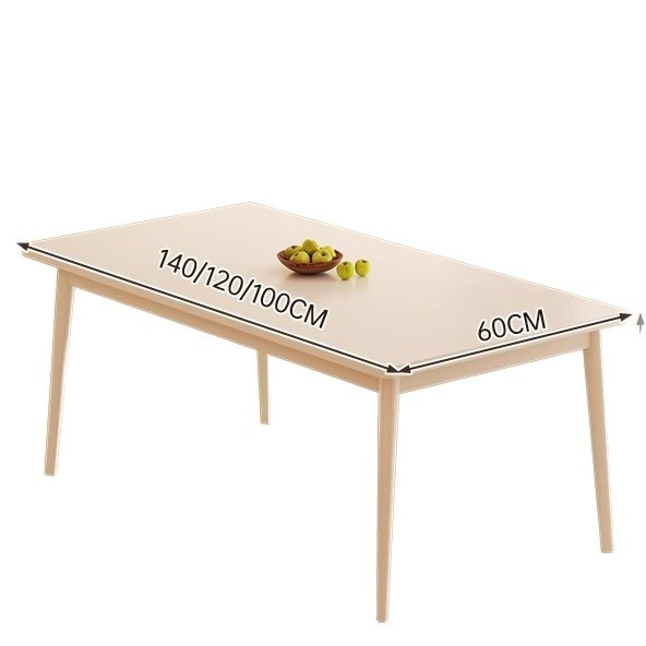 Mesa de comedor para el hogar, apartamento pequeño, mesa de comedor de estilo crema blanca, largas tiras, patas de madera maciza, mesa de tablero grande, mesa de comedor, cocina, mesa de alquiler