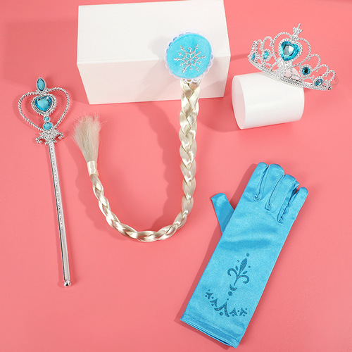 Fairy tale Princess Elsa suit ice and snow series magic wand crown gloves accessories children's makeup clothing props