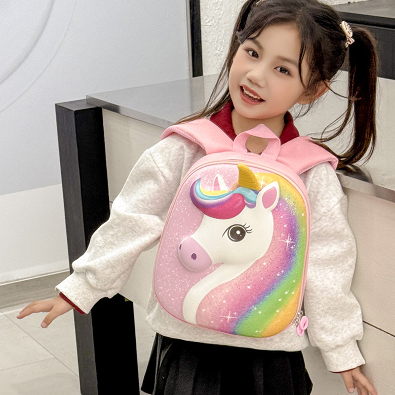 Mochila 3D de dibujos animados para niños Unicornio adorable niña mochila escolar de jardín de infantes mochila transpirable para niñas