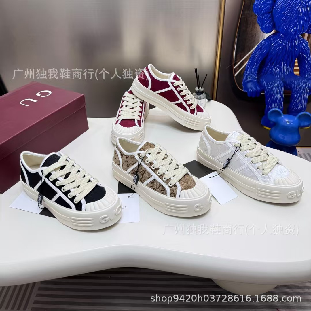 Cross-Border g Brand New Letter Height-Increasing Canvas Shoes 2025 Autumn and Winter Thick-Soled German Training Shoes Men's Casual Sneakers Foreign Trade