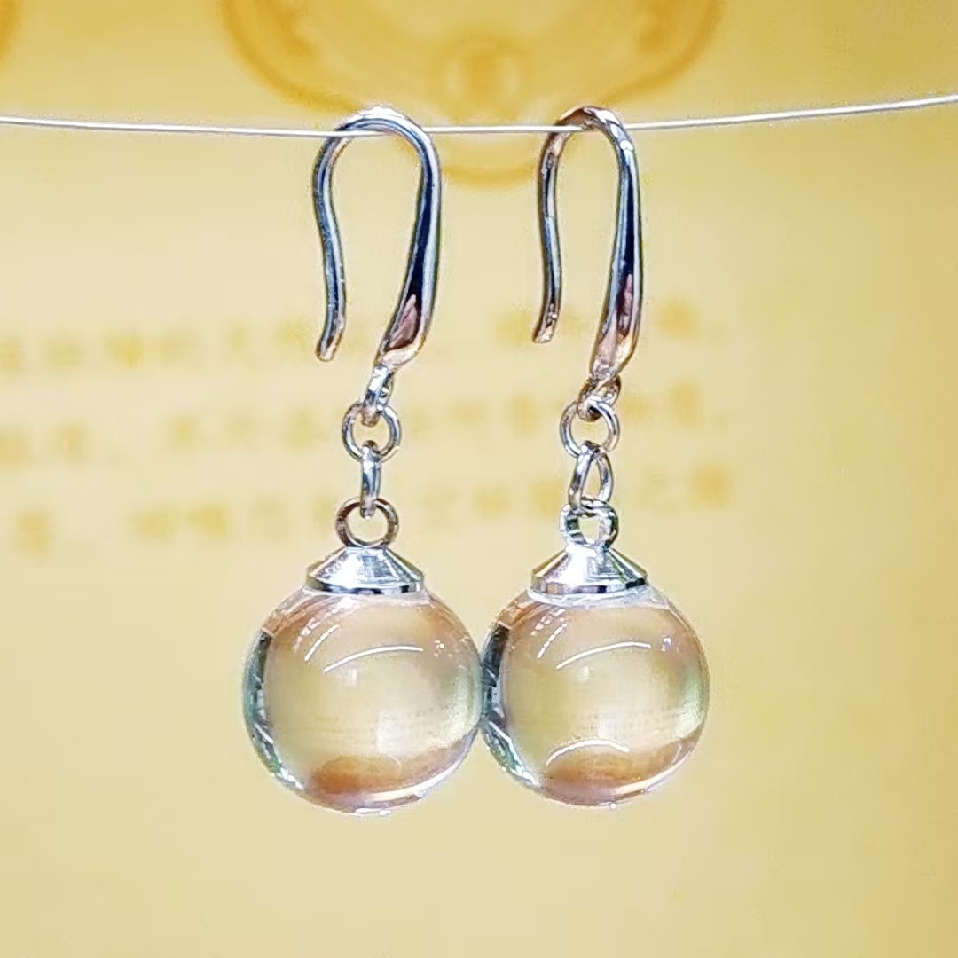 Pure natural white crystal earrings with S925 silver pins, fashionable and trendy colorful mermaid earrings for women, simple style earrings