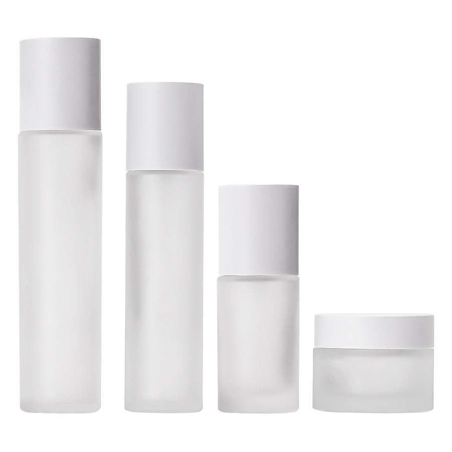 Envases cosméticos botella set 50-100mL botella de loción de vidrio esmerilado 120ml botella de crema de botella de rocío puro recto