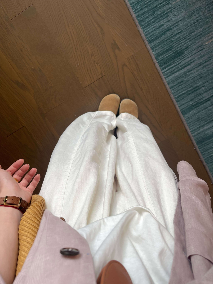 Quần culottes nữ ống rộng eo cao dáng suông mùa hè phong cách Hàn Quốc — màu trắng