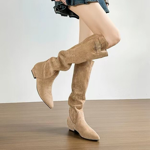 In-Stock Version~ Lazy Style Long Boots for Women, Autumn and Winter Vintage Slouchy Boots, French Pointed Toe Slimming High Boots In-Stock Version~ Lazy Style Long Boots for Women, Autumn and Winter Vintage Slouchy Boots, French Pointed Toe Slimming High Boots