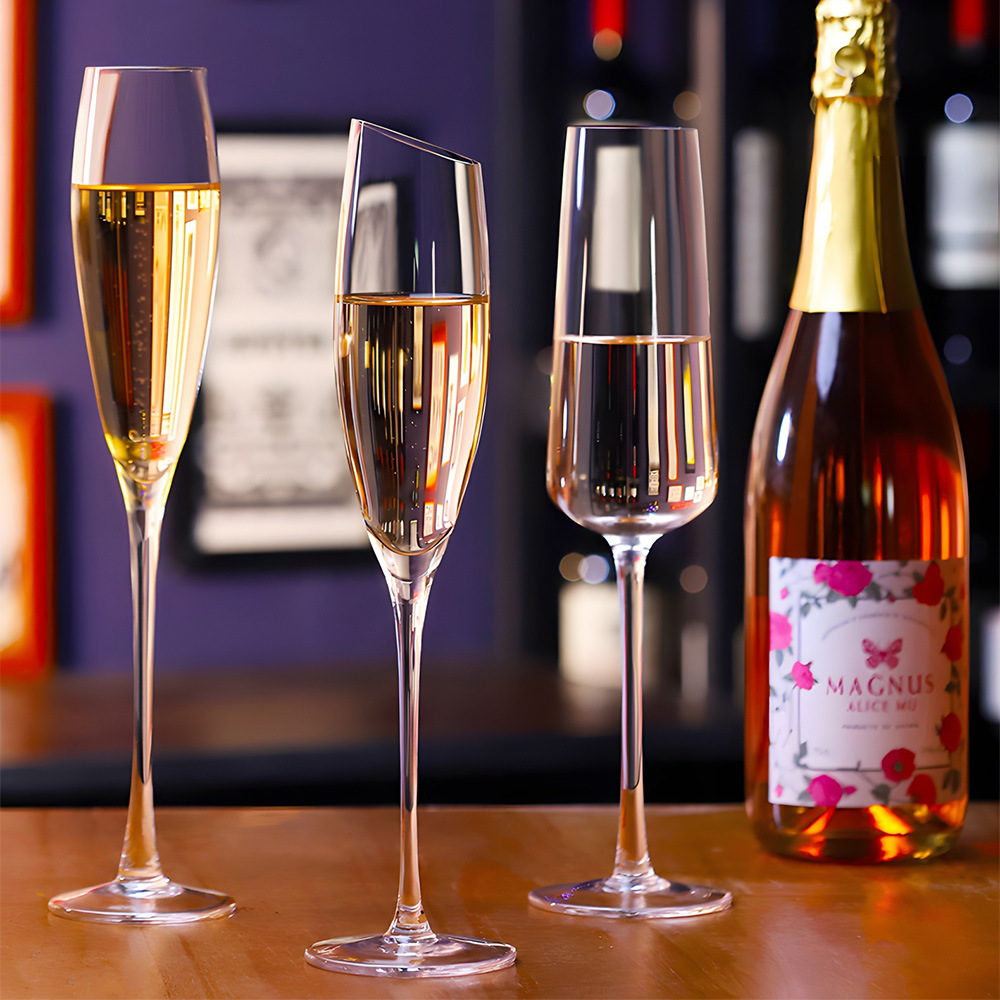 Taza de champán de cristal de lujo ligero con tazas de vino de alto valor creativo tazas de vinos de vidrio tazas de cóctel