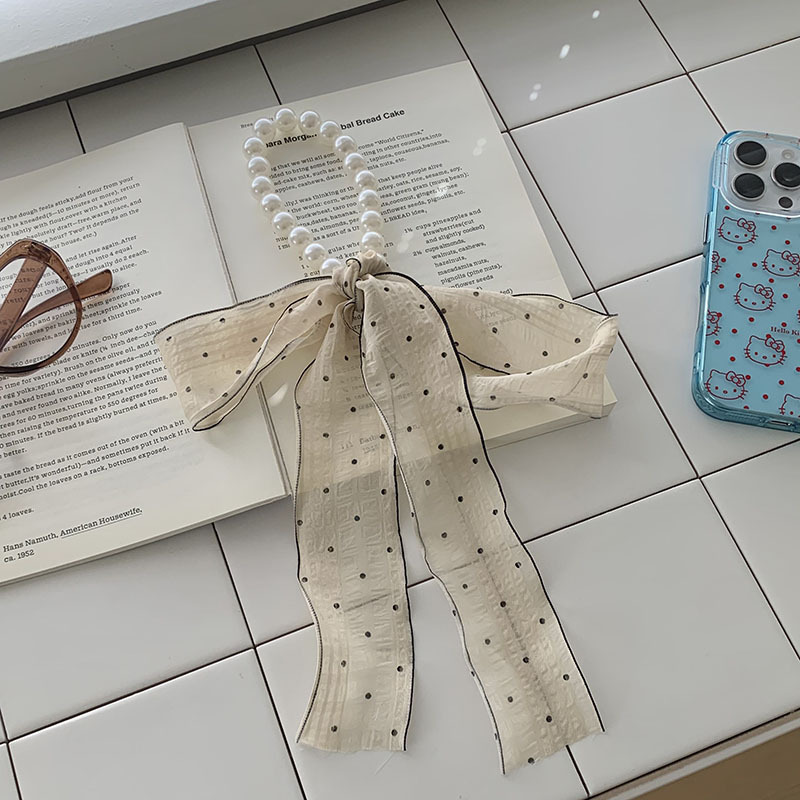 Collar de perlas, nuevo estilo, bufanda de seda, cinta, protección para el cuello multiusos, bufanda floral, diadema fresca pastoral femenina de verano, banda para el cabello