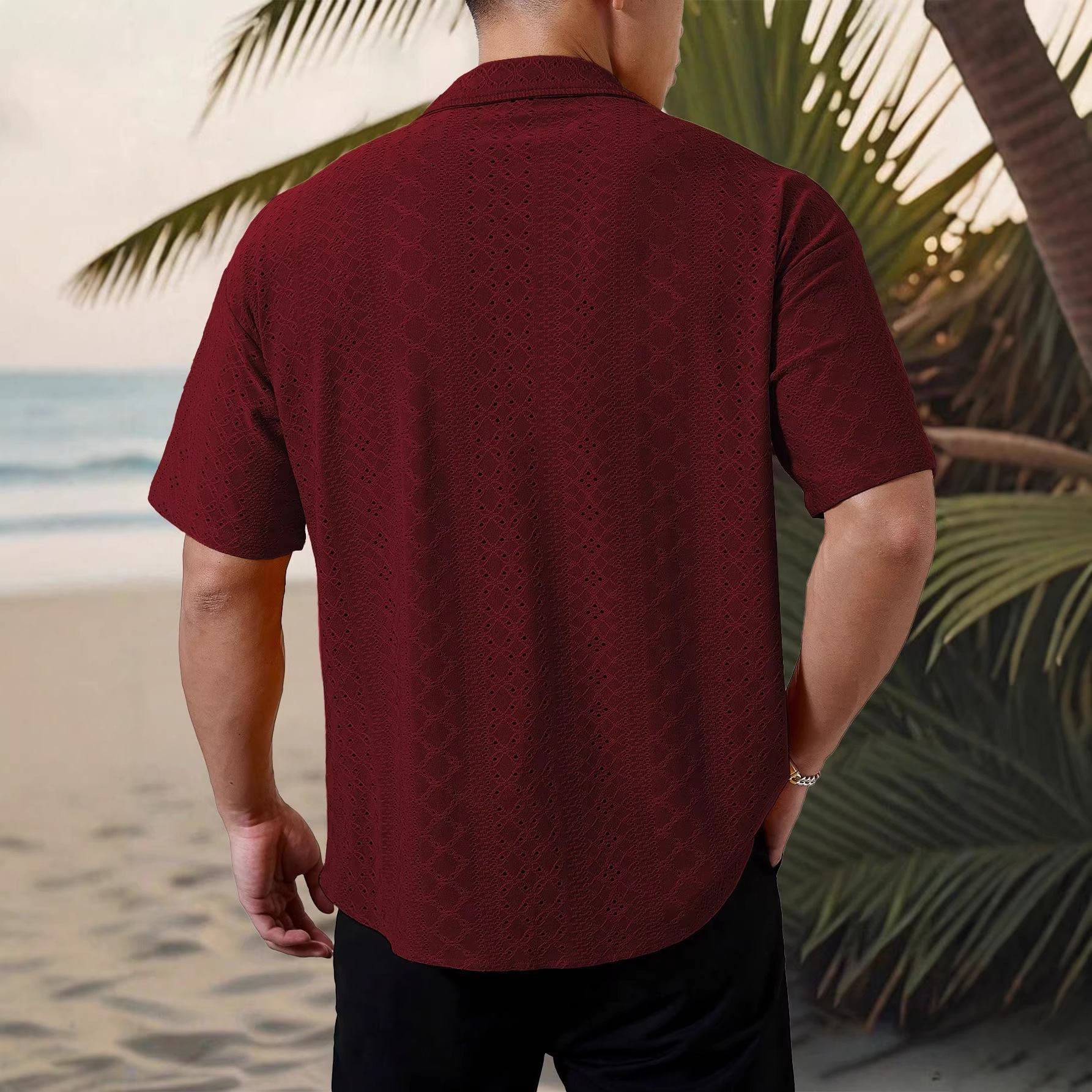 Men's Summer Resort Shirt Short Sleeve - Breathable Button-Up Open Front Shirt For Beach & Commute (S-Xxl, Lightweight & Vintage Style)_voghion.com