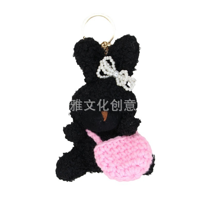 Estilo coreano medio 12CM conejo rizado TikTok popular del nudo arco mochila colgante teléfono móvil bolsa de coche adornos