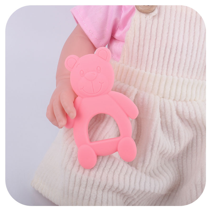 Bebé juguetes creativos bebé suministros fabricante bebé mordedor nuevo animal de dibujos animados oso molar silicona mordedor palo