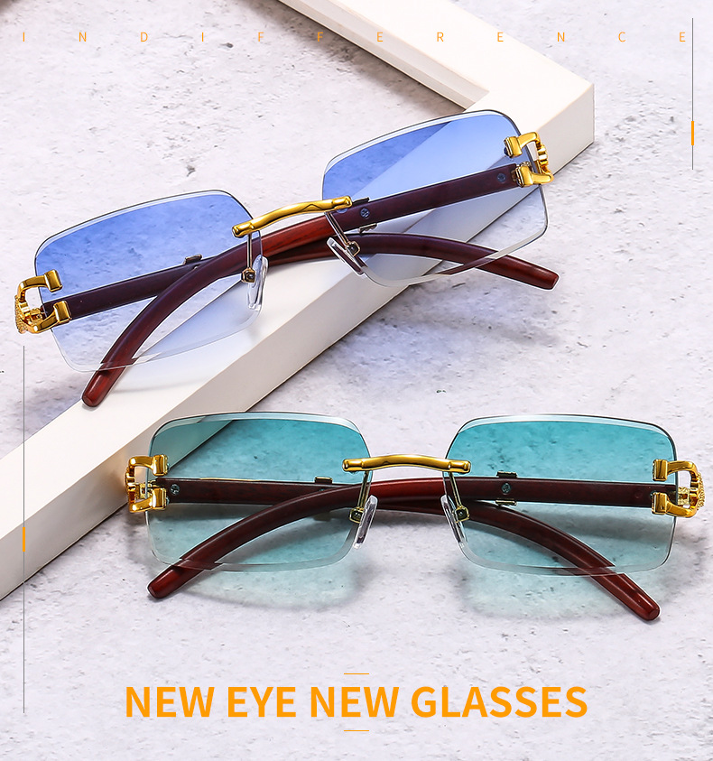 78g Weight Frameless Glasses Structure Sunglasses Classification Vacation Cool Style Leopard PC UV400 Protection Square Frameless Men's Sunglasses