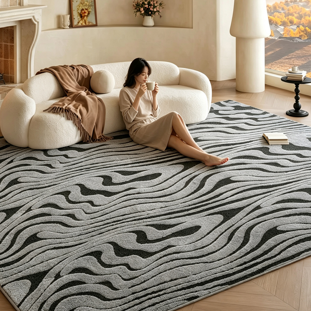 Nórdico simple alfombra jacquard alfombra doméstica suave alfombra de sala de estar sofá alfombra de mesa de té alfombra de cama alfombra comercio exterior al por mayor