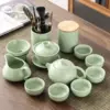 [12 pieces] Green Ru Kiln Xishi teapot tea ceremony with tea cans set [Green Ru Kiln tumblers 6 pieces]
