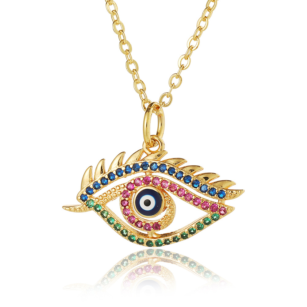 Fashion Devilu0027S Eye Copper Plating Chain Zircon Pendant Necklace 1 Piece