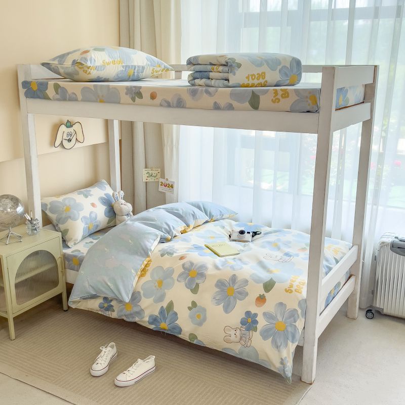 Dormitorio de estudiantes traje de tres piezas de algodón puro 2025 nueva ropa de cama sábana funda edredón funda universal para todas las estaciones