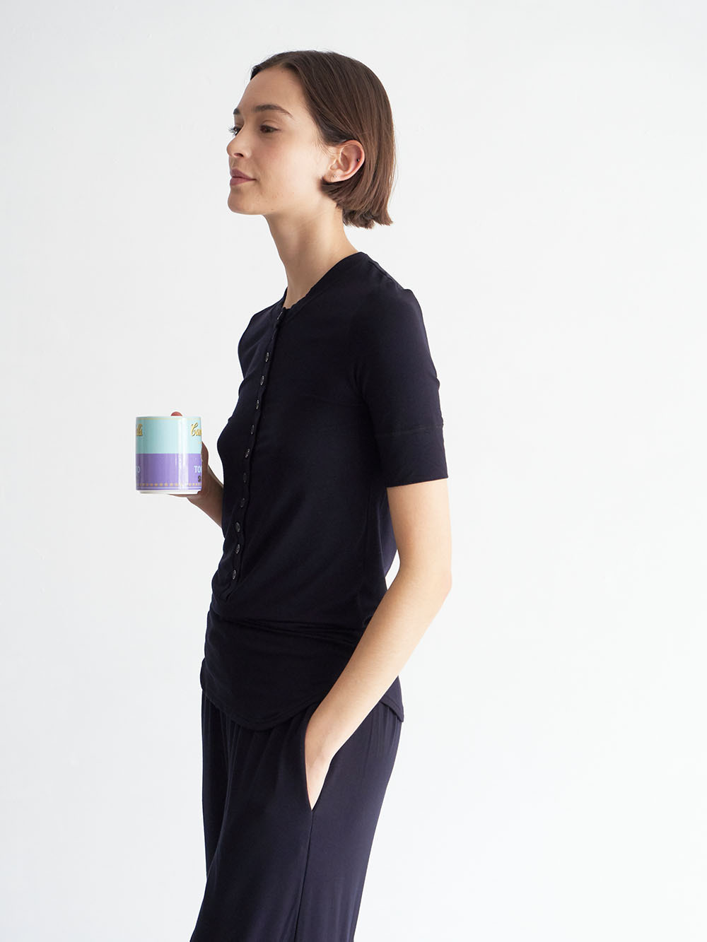 Title 17, Kadın Yuvarlak Yaka Yarım Hırka Kısa Kollu Pant...