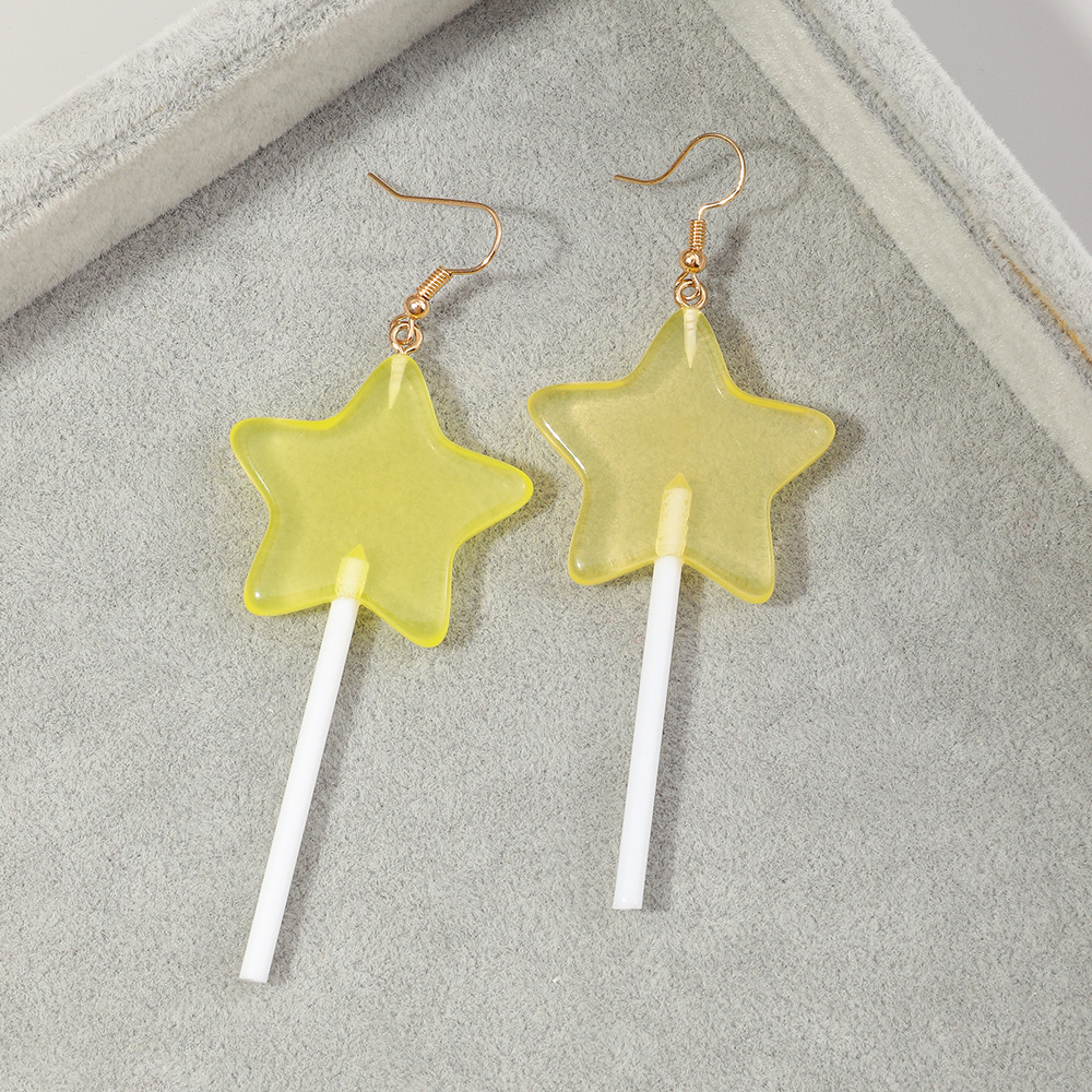 Fashion Candy Color Resin Creative Star Lollipop Earrings display picture 6