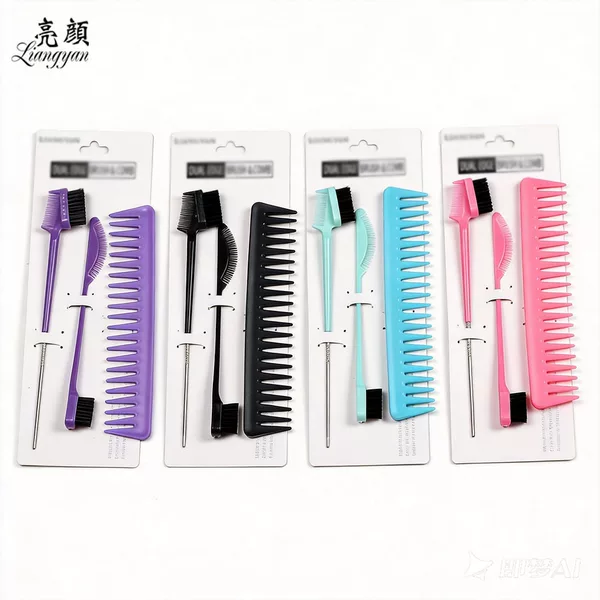 Cross-border best-selling hair styling comb three-piece set: highlight brush, eyebrow brush, volumizing comb, wide-tooth oil comb styling set