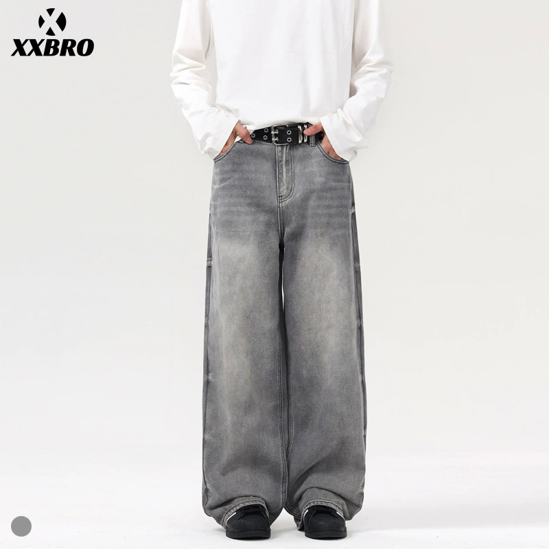 Xxbro мужская одежда # ретро прилив стирает и красит старые джинсы сажа мужские vintage широкие брюки
