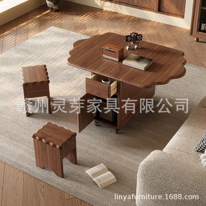 实木小推车茶几家用可折叠移动茶台茶桌小户型客厅多功能沙发边几|undefined