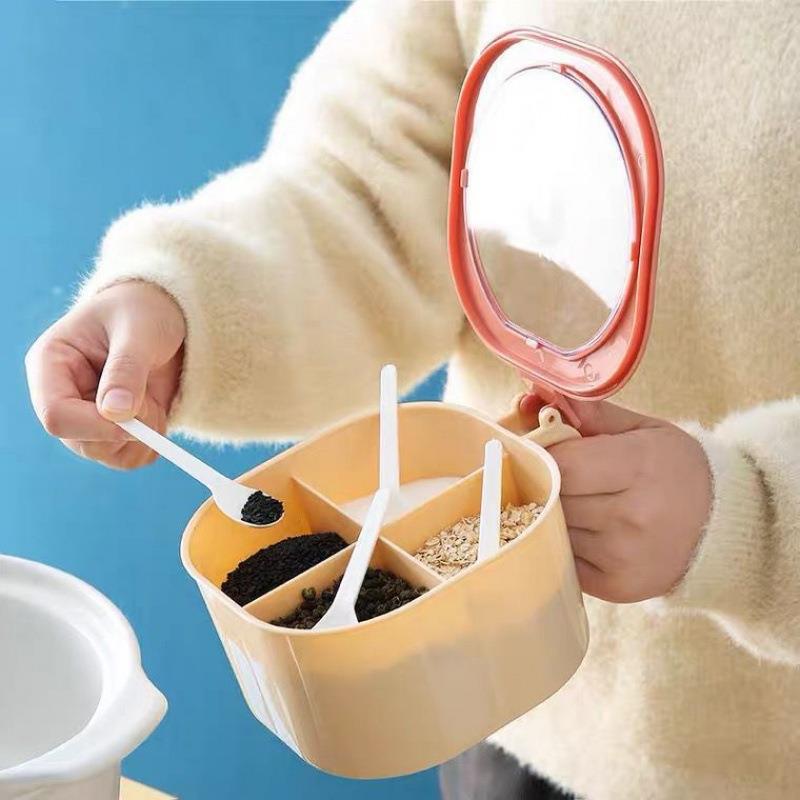 Kitchen seasoning bottle seasoning box home seasoning storage box integrated multi-grid creative cute shelf condiment jar bottle