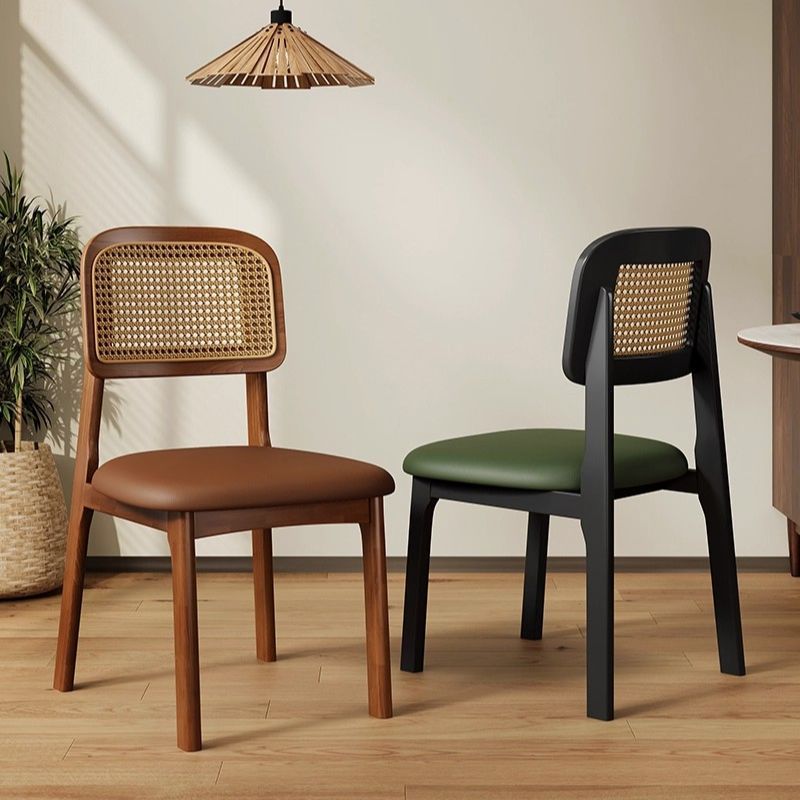 Solid Wood Dining Chair 2025 New Model Chair for Home Use with Backrest, Mid-Century Style Dining Table Rattan Chair with High Backrest