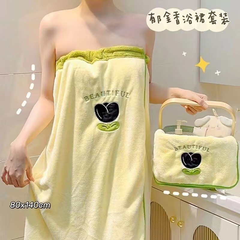 卸売りセットのバスタオルは、新しいチューリップのサンゴのベルベットの乾いた髪の帽子を包むことができるタオルの4セットの吸水バスタオルを着ることができる|undefined