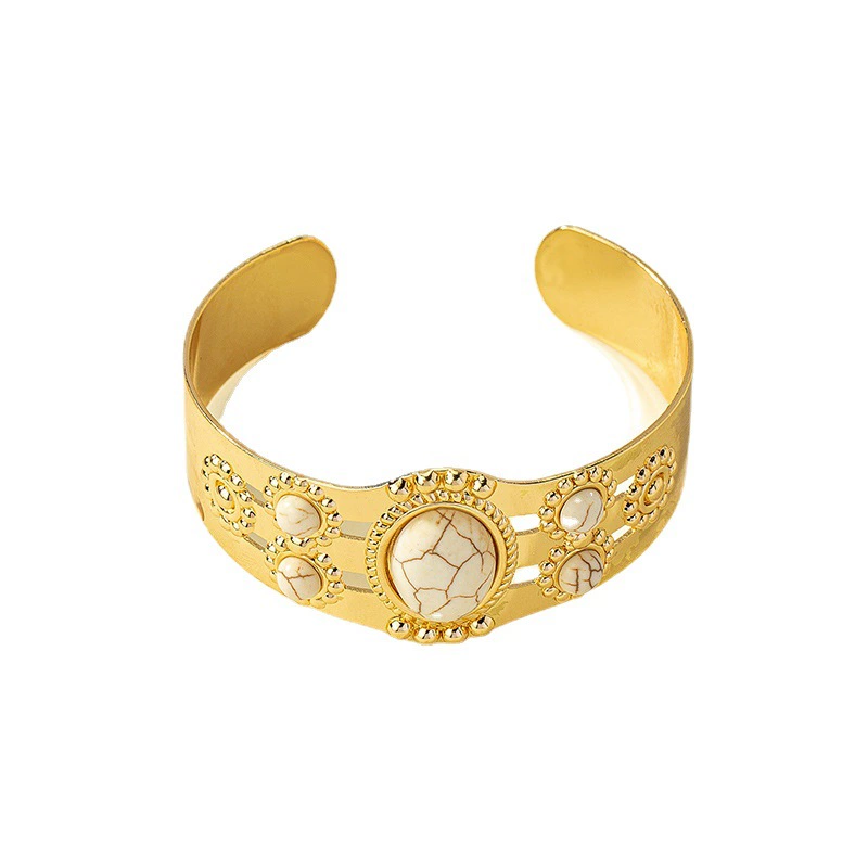 Fashionable turquoise metal bracelet, wholesale, 2023 collection, boho style, simple and elegant design