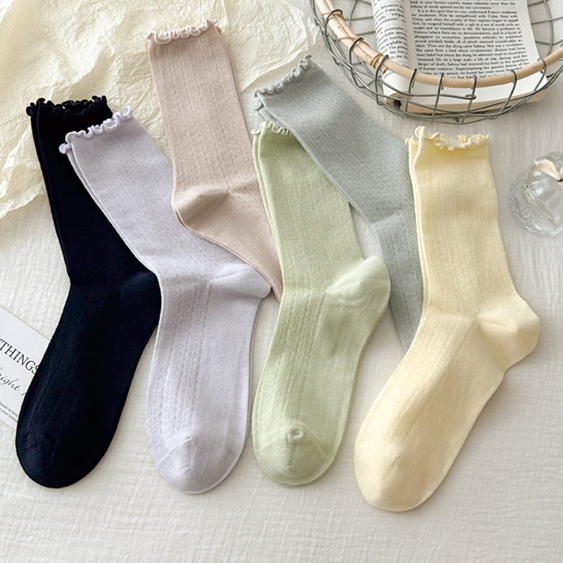 Zhuji Medium Socks Summer Thin Women's Stacked Socks Solid Color Cotton Socks Boneless Mesh Breathable Auricularia Lace Socks Zhuji Medium Socks Summer Thin Women's Stacked Socks Solid Color Cotton Socks Boneless Mesh Breathable Auricularia Lace Socks