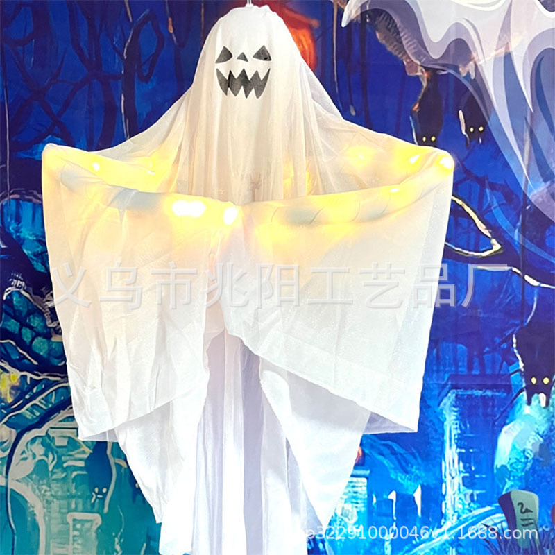 Decoraciones de Halloween transfronterizas Horror House Ghost Hanging Props Ghost Festival Parodia Courtyard Bow Ghost Collar Disposición