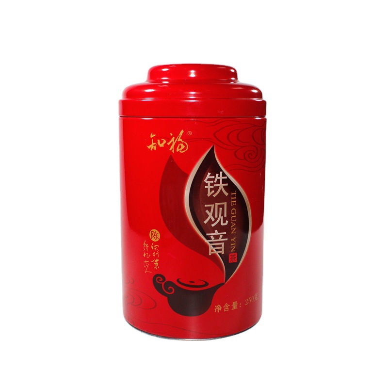 lata de estaño lata de té redonda hierro guanyin té negro caja de hierro empaquetado general comida metal lata de hierro barril