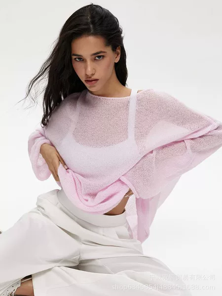 2026 Spring/Summer New Hollow Out Sweater for Women, European and American Ins Style, Soft Loose Knit Long Sleeve Cover-Up, Cross-Border Hot Sale