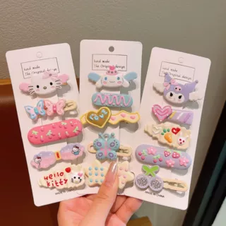 甜美韩系可爱猫蝴蝶结发夹女高级感侧边刘海夹子头饰发卡套装批发