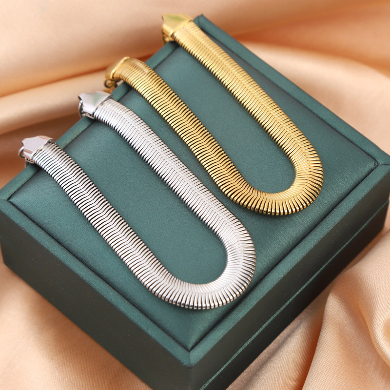 Modas simples pulseras de cadena de hueso de serpiente plana mujeres Europa y América 2023 verano de moda personalidad de nicho de diseño joyas de mano