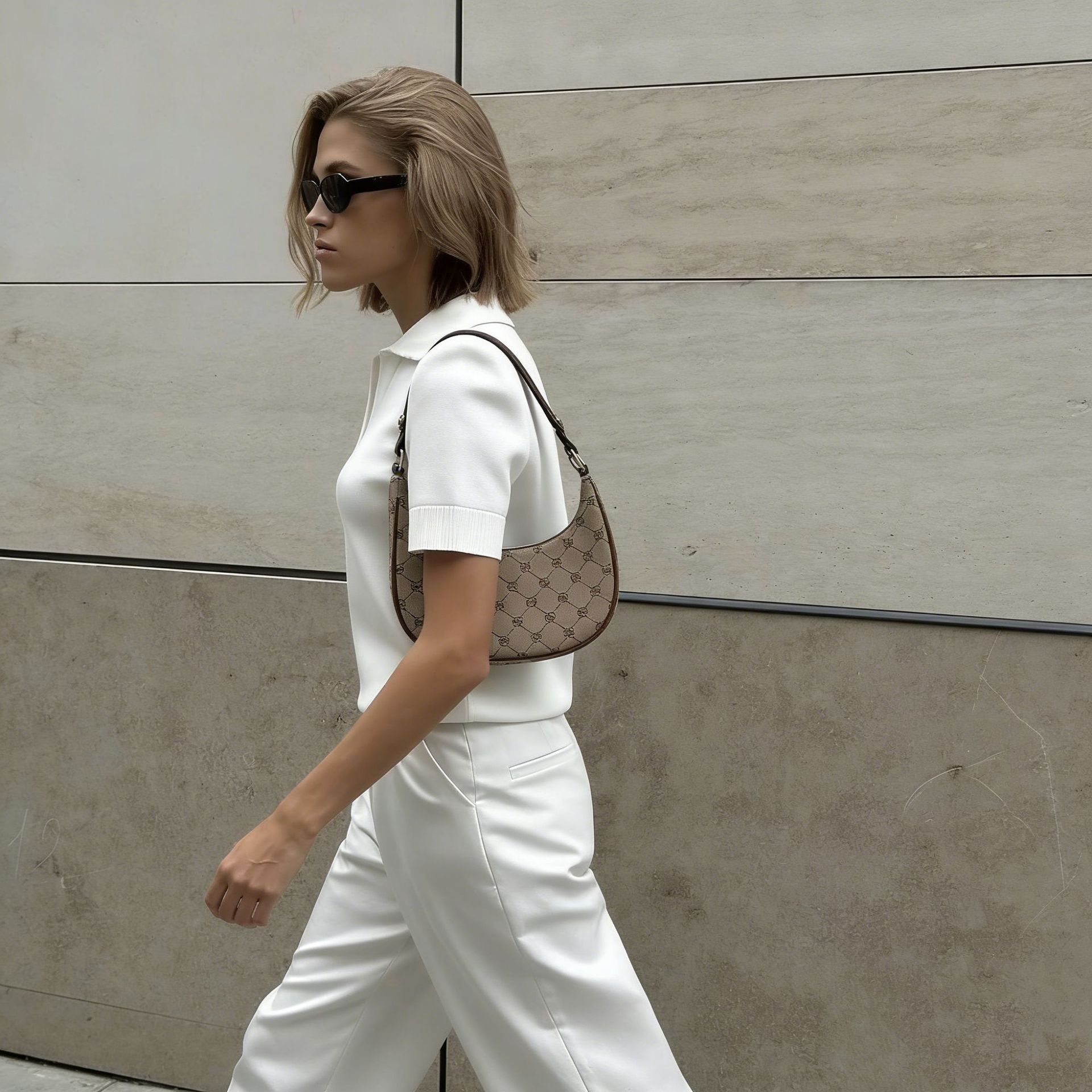 Women's Knitted Cropped Top Color Block Lapel Short-Sleeved Summer Elegant Commuter_voghion.com
