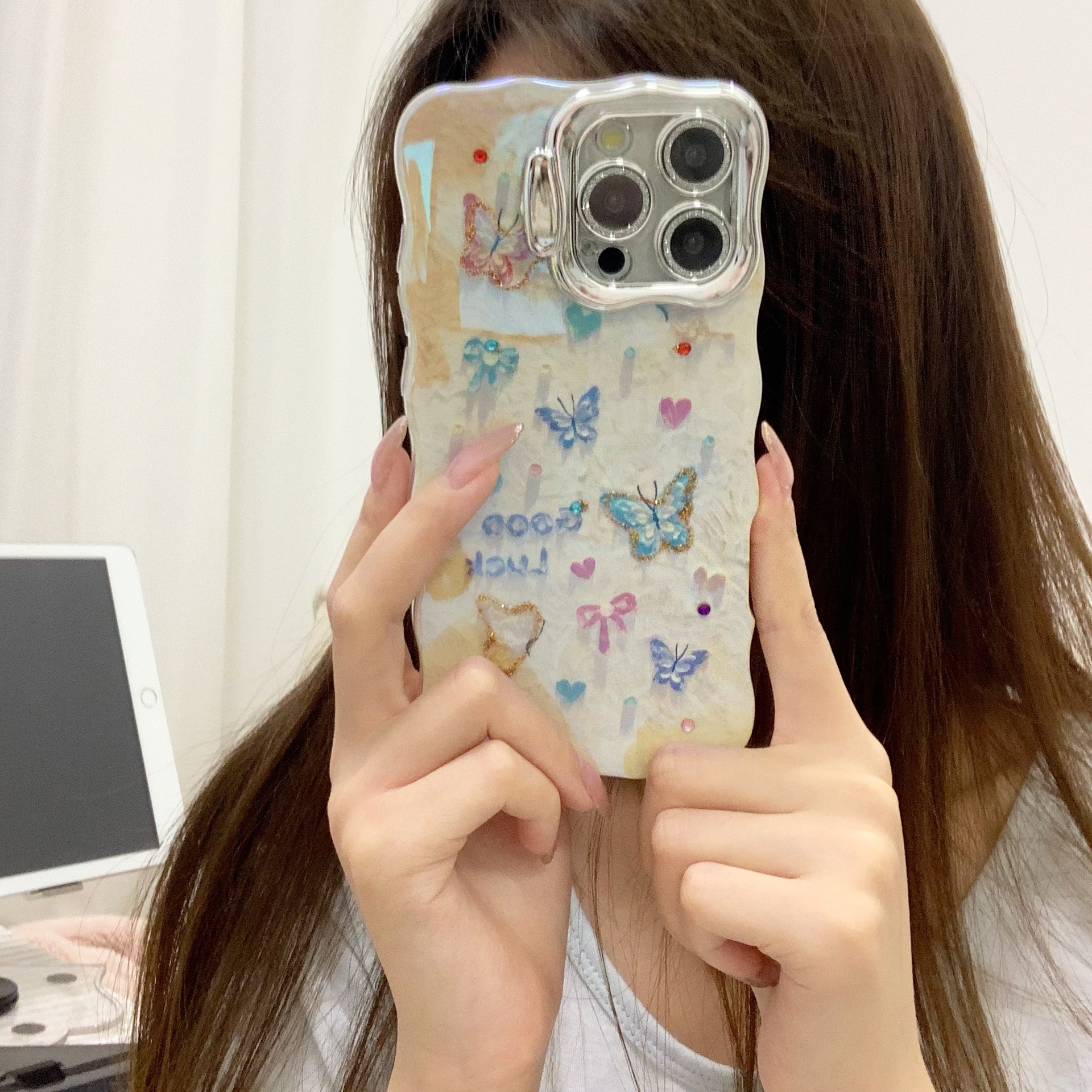 Nueva mariposa de pintura al óleo de fantasía para Apple 15Pro/16Pro funda para teléfono móvil 14/13 nueva 16ProMax mujer