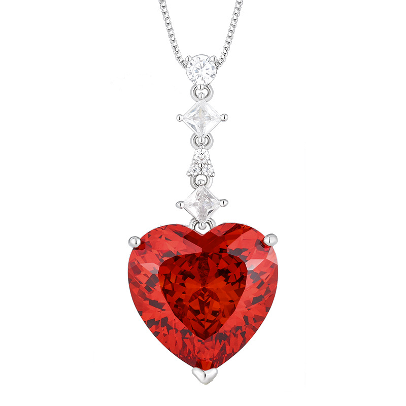 Otoño e invierno nuevo estilo Zhuang Shengsheng joyería rosa seca retro gran collar colgante en forma de corazón piedra principal 20*20