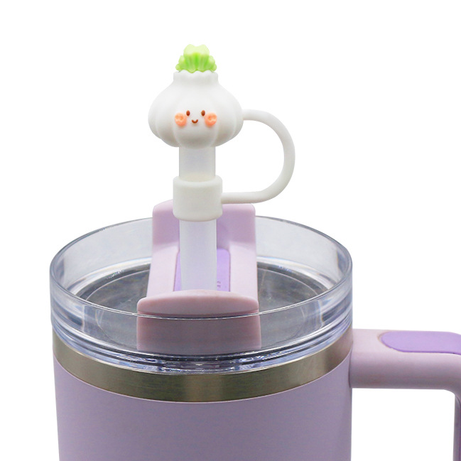 Nuevo producto Transfronterizo Amazon 8-10mm grado de protección ambiental tapa de pajita de PVC cubierta protectora de tubo a prueba de polvo de dibujos animados tridimensional