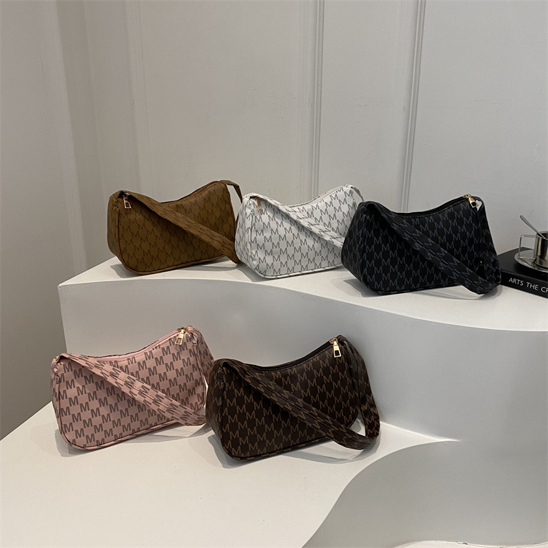 Bolsa de media luna impresa retro bolso de otoño nicho de diseño de estilo occidental 2024 nuevo bolso de hombro bolso de mano hermoso