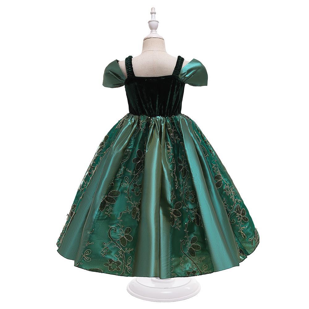 Vestido de princesa Anna y Elsa de Frozen 2 transfronterizo, vestido con tirantes, vestido de un solo hombro, vestido para niños, ropa infantil