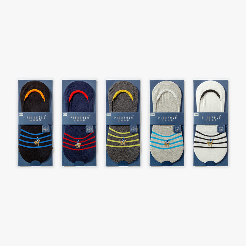 POLO socks men's spring and summer thin anti-drop heel invisible socks combed cotton mesh breathable men's boat socks wholesale
