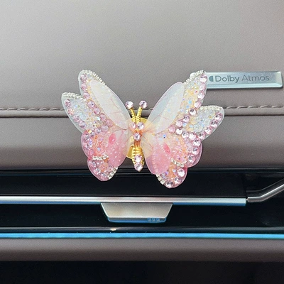 computer display screen decoration — Car ornaments - 1-diamond-studded-three-dimensional-butterfly-random-color-with-adhesive